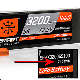 Locating the watt-hour rating on a LiPo battery