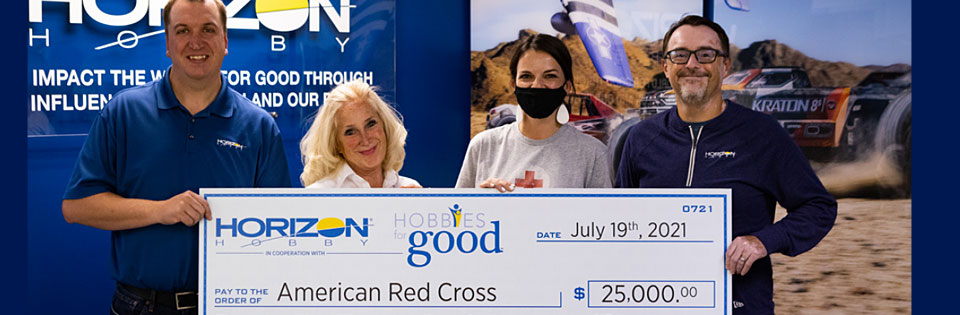 Hobbies for Good presents a check to The American Red Cross